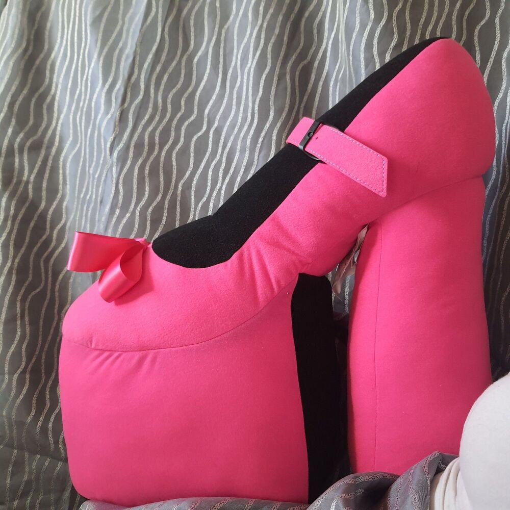 Dolls Kill Home Platform High Heel Pillow 18" Pink Plush Retro Decor